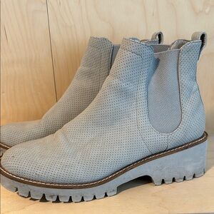 Gray Perforated Ankle Boots